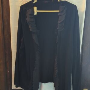 Cyrus Elegant Black Ruffle Cardigan